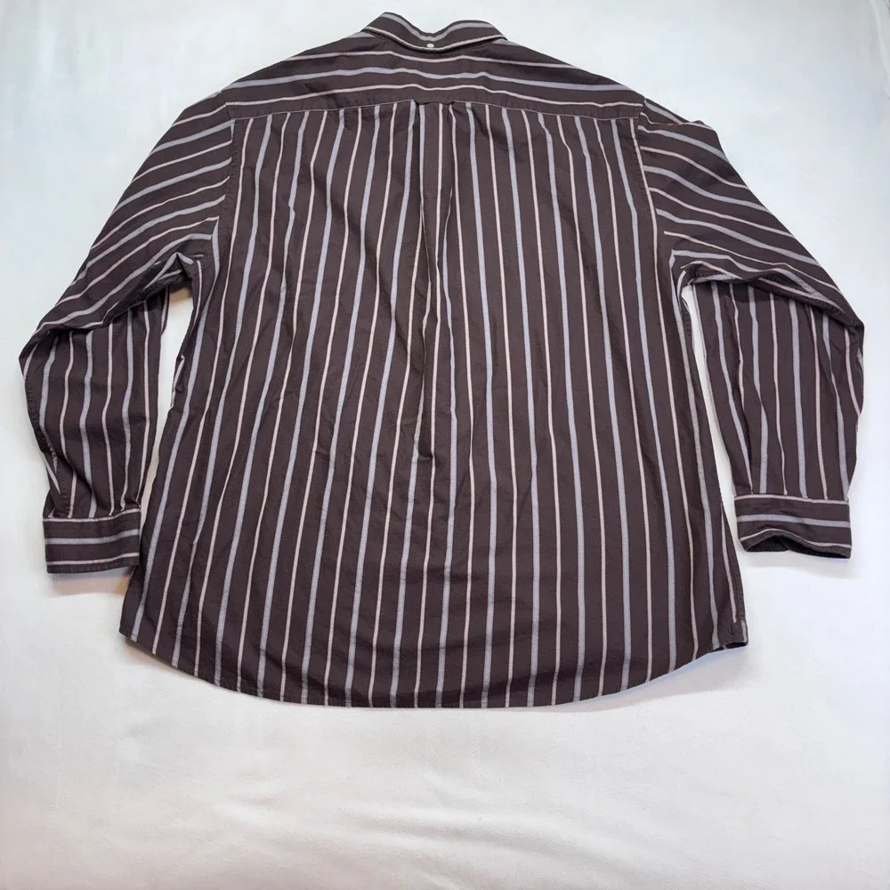 Duck Head Classic Mens‎ Long Sleeve Button Down Shirt Brown Stripe XX Large